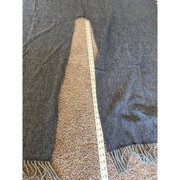 100% wool Fairbault Shawl Scarf Poncho Navy Blue and Grey - Picture 7 of 12